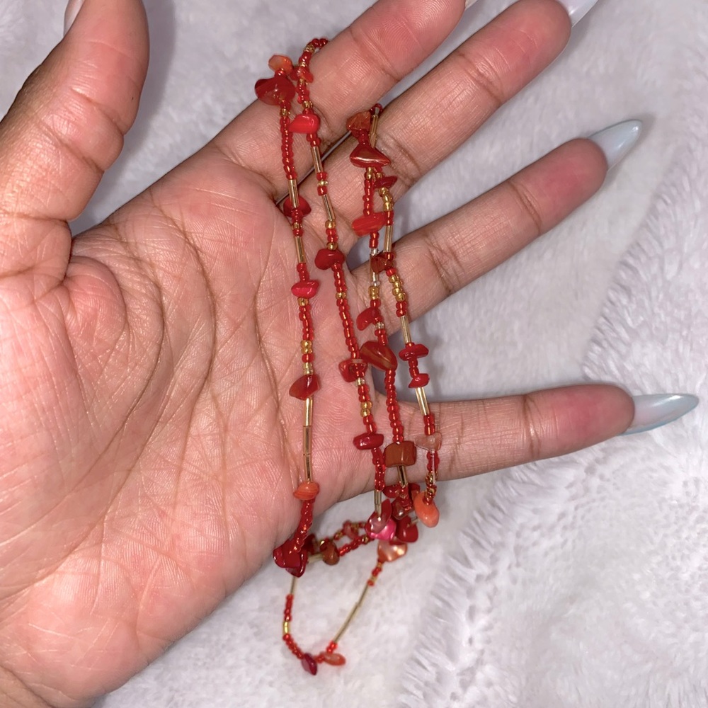 Red Handmade Crystal Waist Bead - Picture 1 of 2